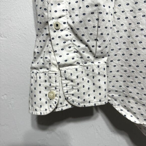 Old Navy Button Up Regular Fit Polka Dot Classic Shirt White Top Men sz Large - Picture 2 of 5